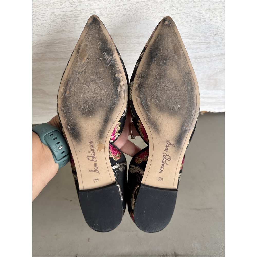 Sam Edelman Rena D'Orsay flats Pointed Toe Floral Embroidered Fabric Sz 7.5 - Picture 6 of 8